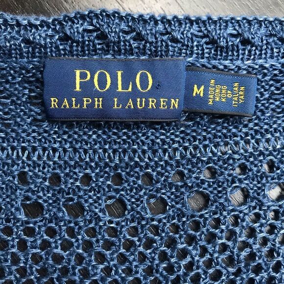 Polo Ralph Lauren Fringed Blue Linen Woven Tunic Top Size Medium - Picture 2 of 8